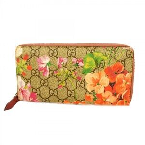 GG Blooms Long Wallet Brown Pink